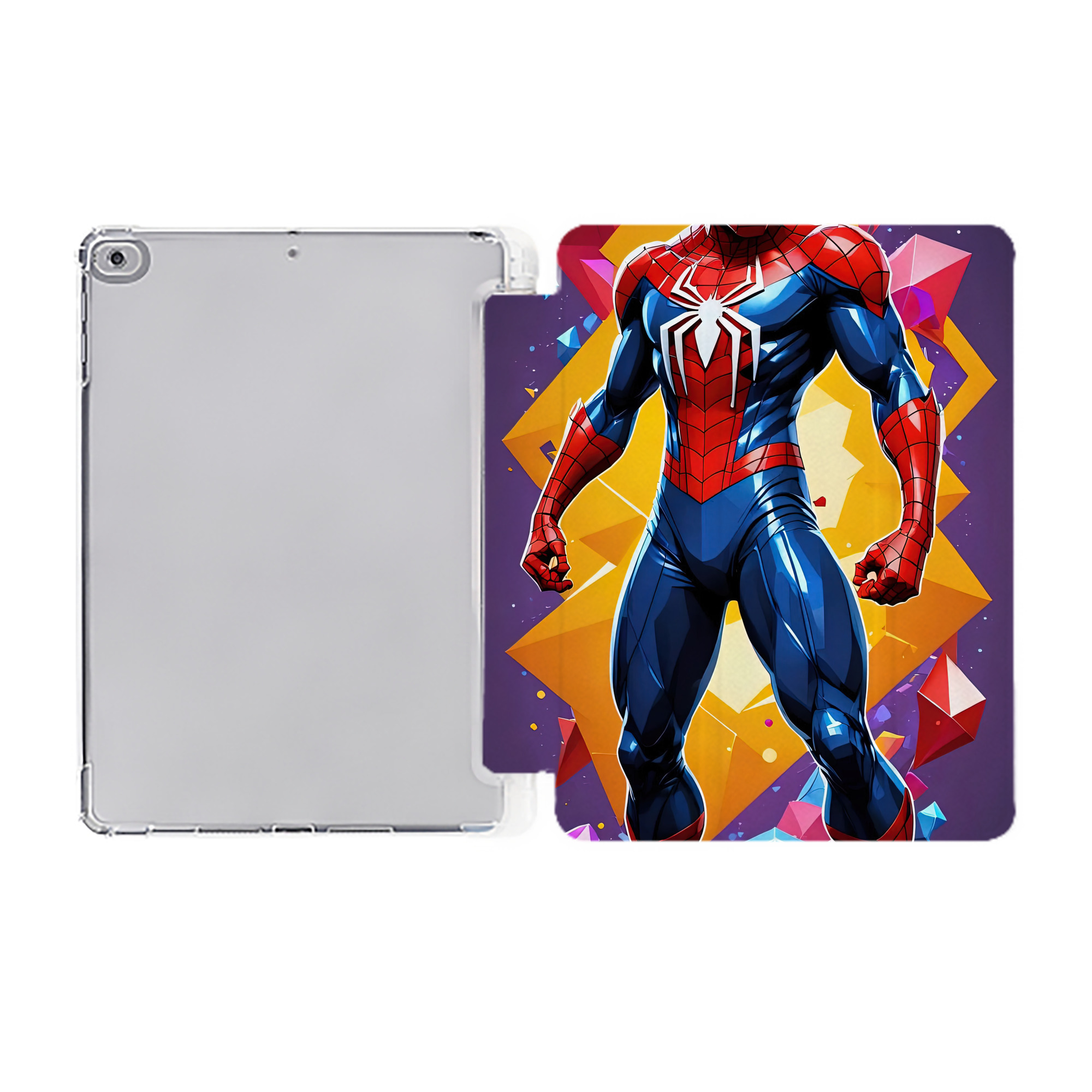 （画像用） Spider Man スパイダーマン IPad ケース ペン収納付き 三つ折りスタンド PUレザー×シリコン 対応機種9.5/10.5/10.9インチ